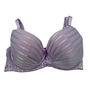 Pinkin Womens Sz 36D Classic T Shirt Bra Light Purple Satin Striped